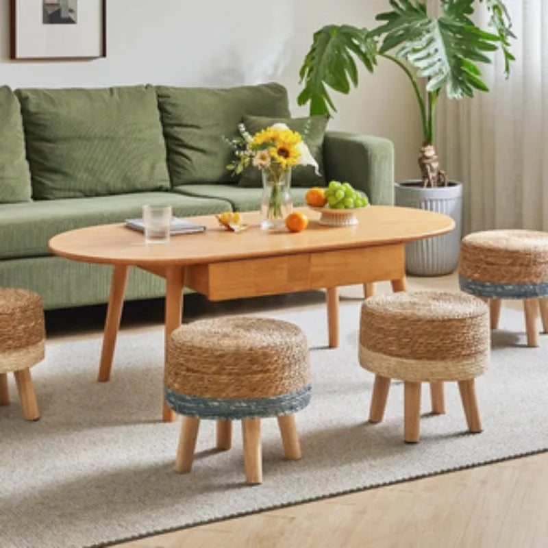Natural Small Round Stool Thickened Seat for Shoe Change