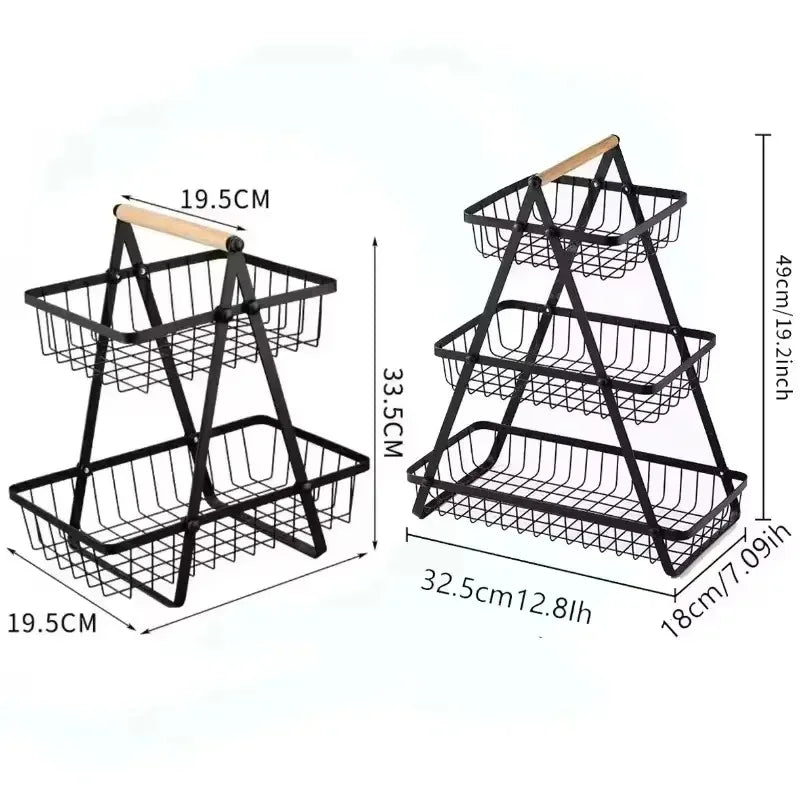 Kitchen vegetable rack countertop hand basket multi-layer