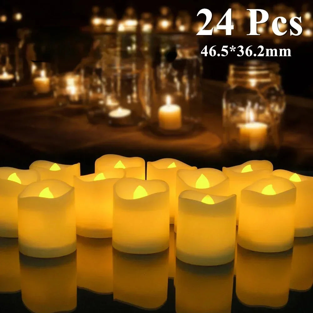 6/24Pcs Flameless LED Candles Tea Light - Battery Powered