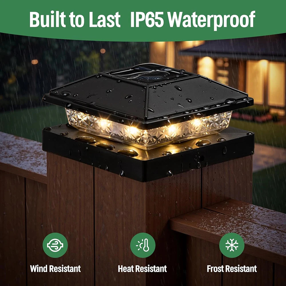 6Pcs Solar Post Cap Lights, Outdoor Waterproof LED Deck Lights Solar Powered
