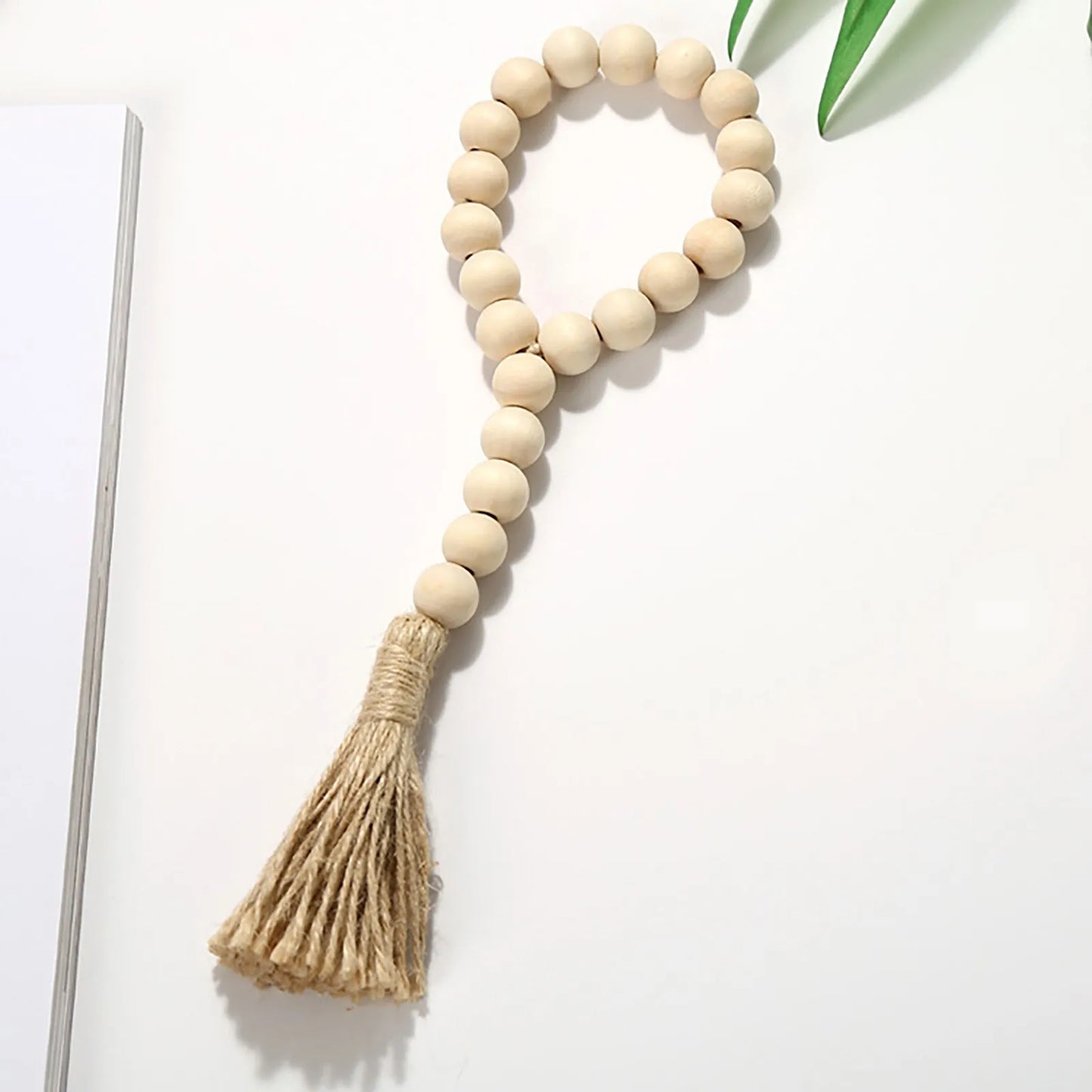 Wood Bead Garland  Wall Hanging  Rustic Wall Tassel