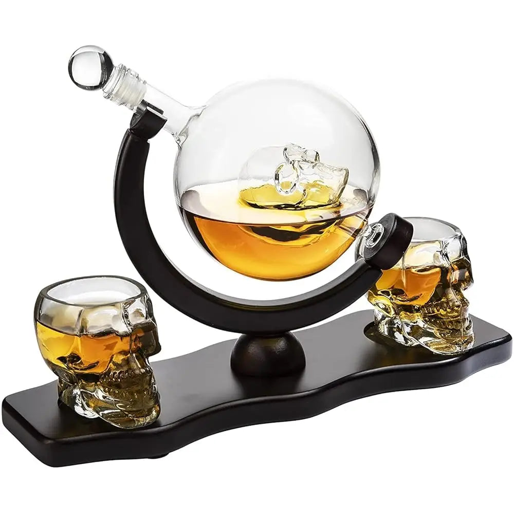 Skull Skeleton Wine & Whiskey Globe Decanter Set - 850 Ml