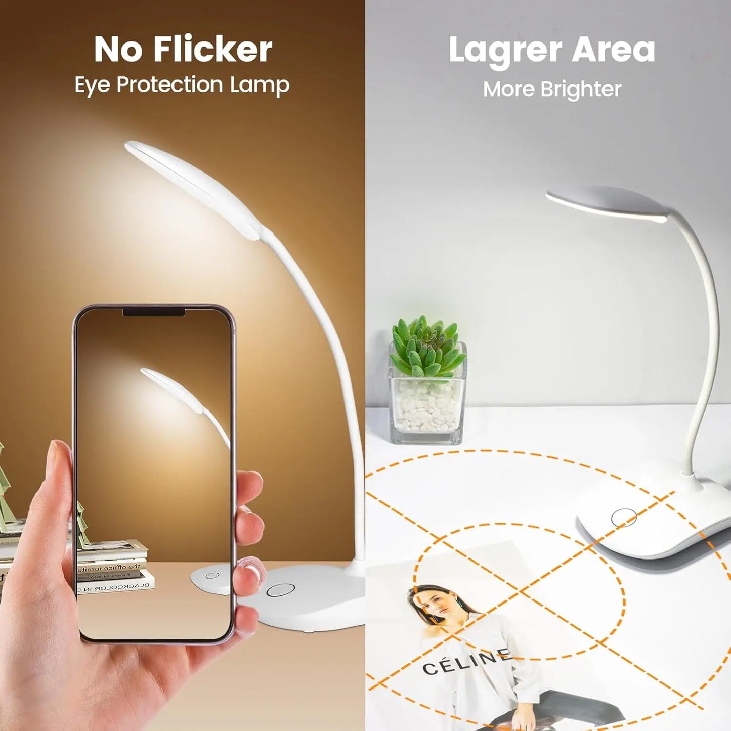 Rechargeable Touch Control Lamp, 2000mAh Built-in, Up to 30H Use,