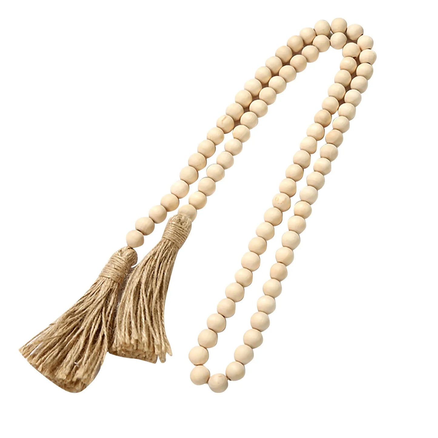 Wood Bead Garland  Wall Hanging  Rustic Wall Tassel