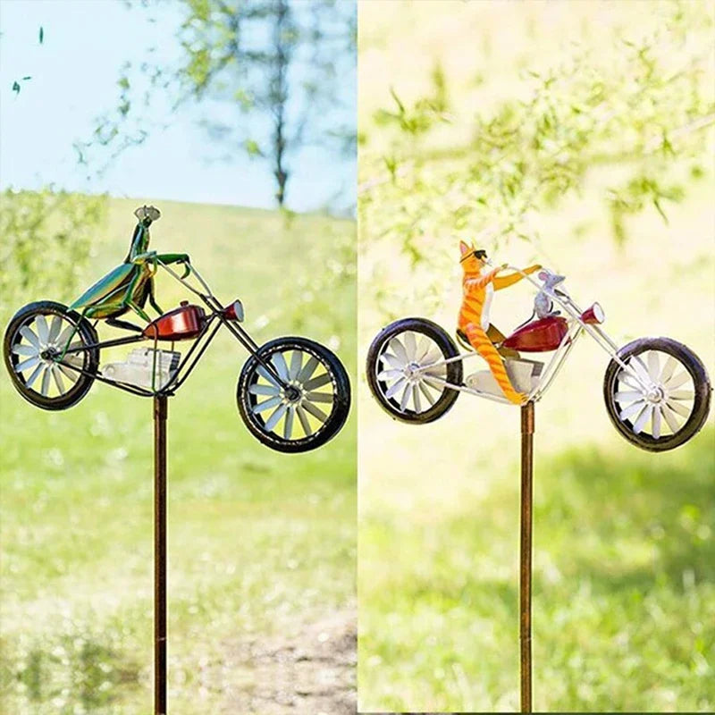 Vintage Bicycle Metal Wind Spinner Animal Motorcycle Windmill