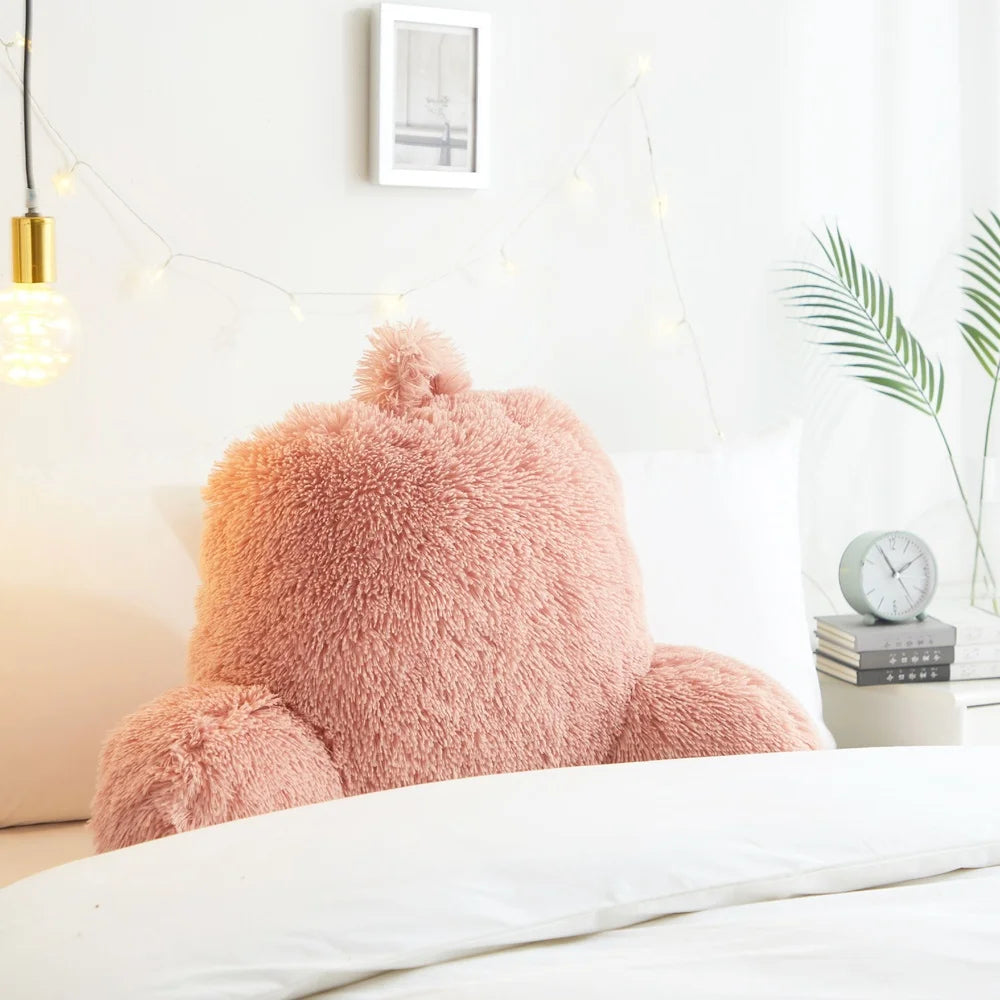 Long Faux Fur Backrest Pillow Soft Polyester Cushion