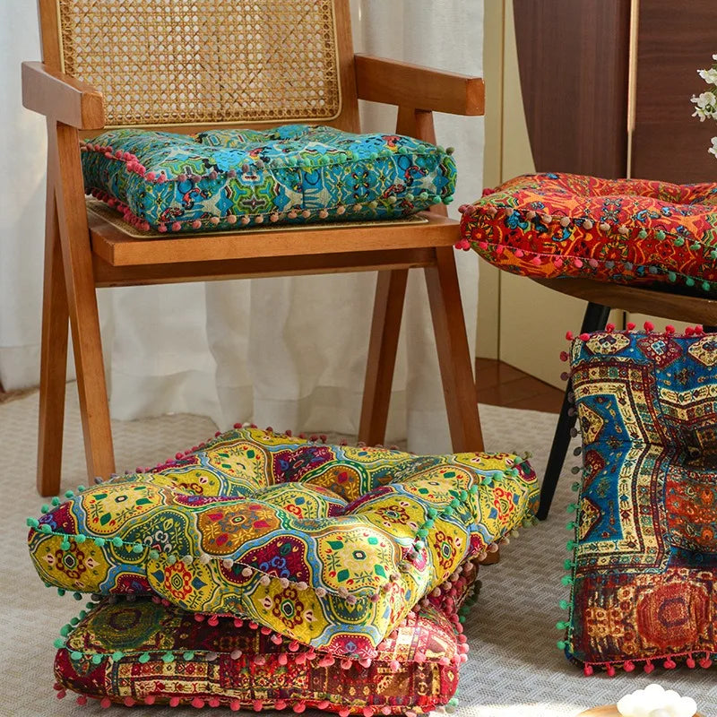 Bohemian Floor Cushion, Thick Linen Seat Mat