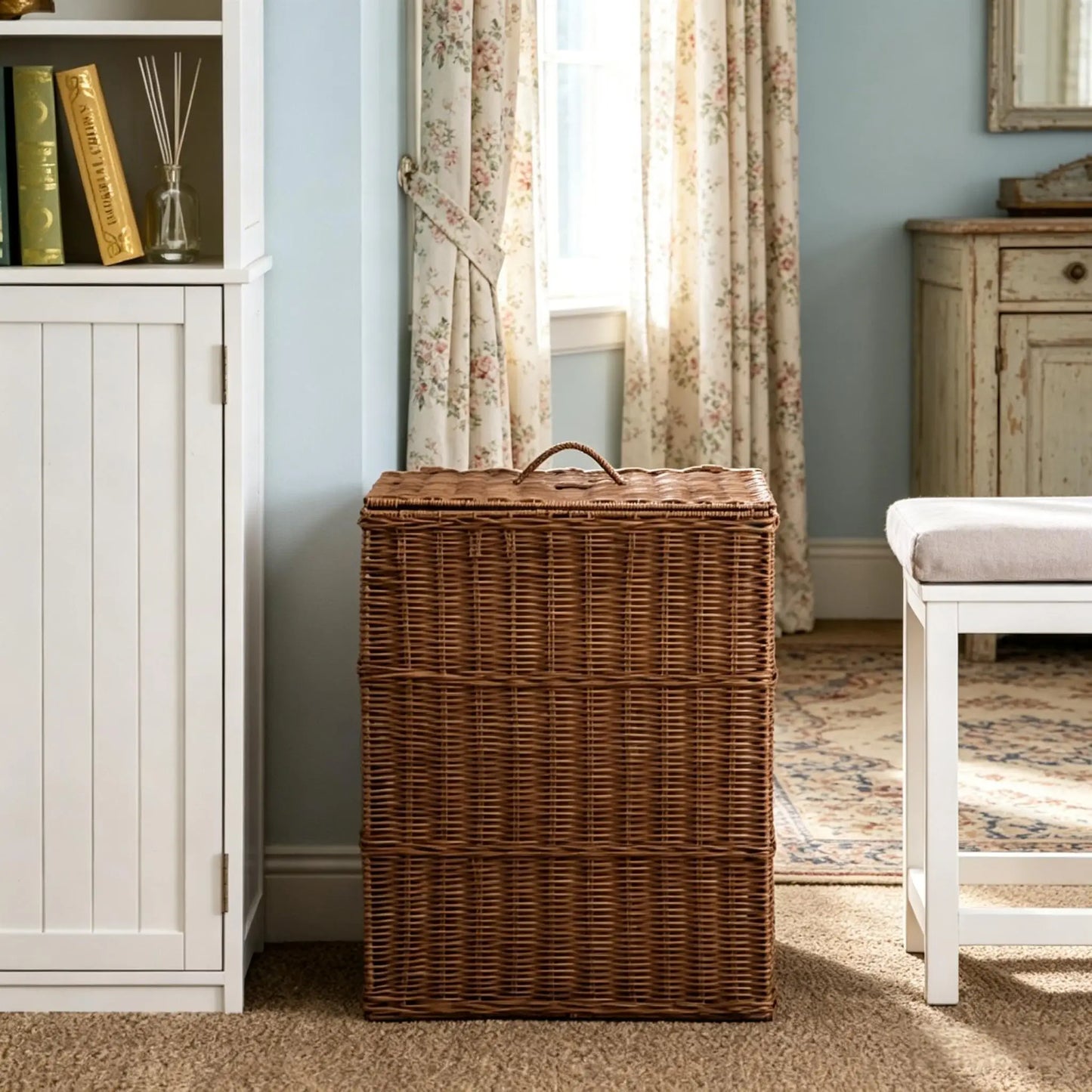 Rectangular Woven Resin Wicker Laundry Hamper 17.3" X 13.8" X 23.6"