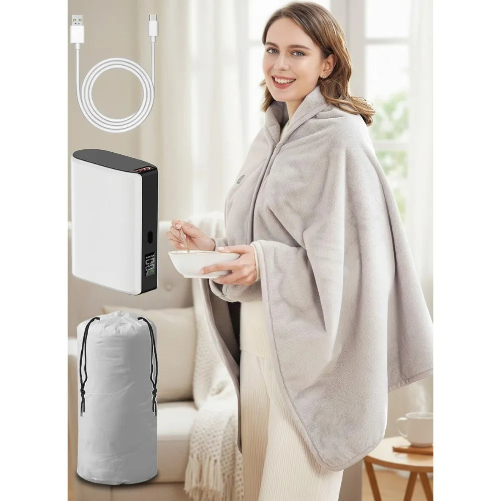 Cordless USB Heated Blanket with 3 Heat Levels, Portable Electric Throw for Neck & Shoulder Warmth