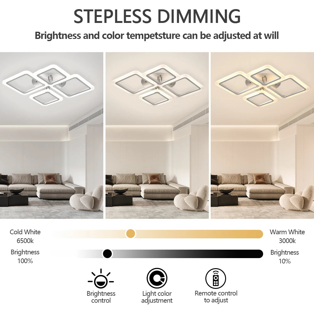 Modern LED Ceiling Light Acrylic square Dimmable Smart Ceiling Pendant Lamp Living Room Lights For Bedroom Dining Room Luminaire