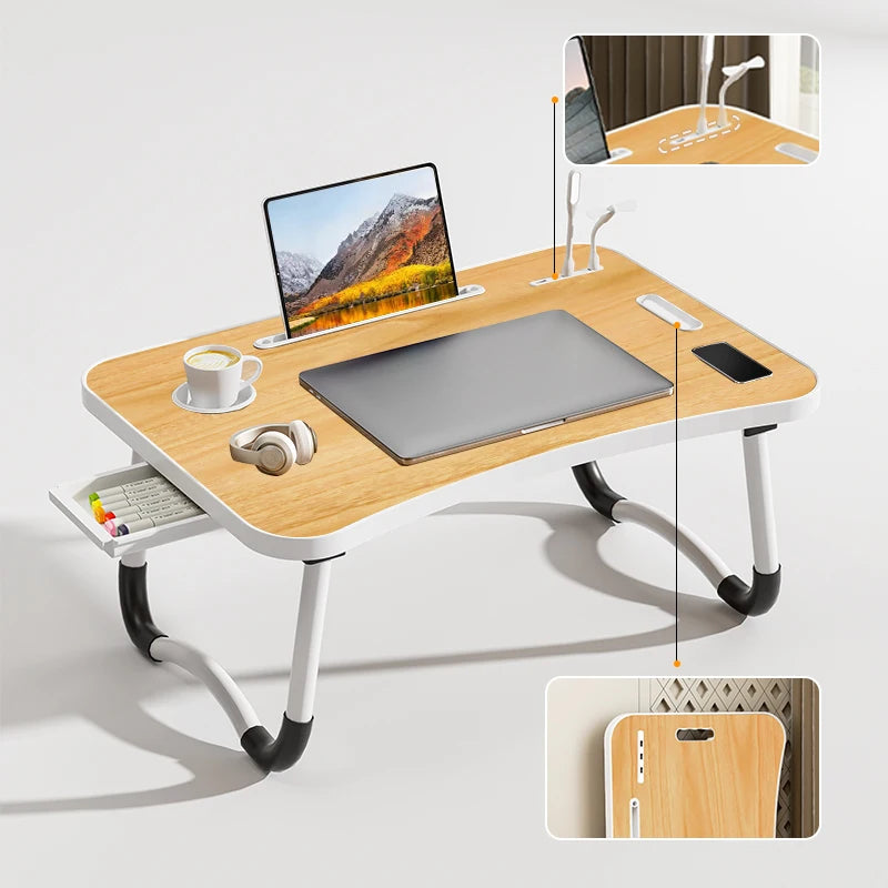 Portable Desk - USB Light, Small Fan, Cup Holder