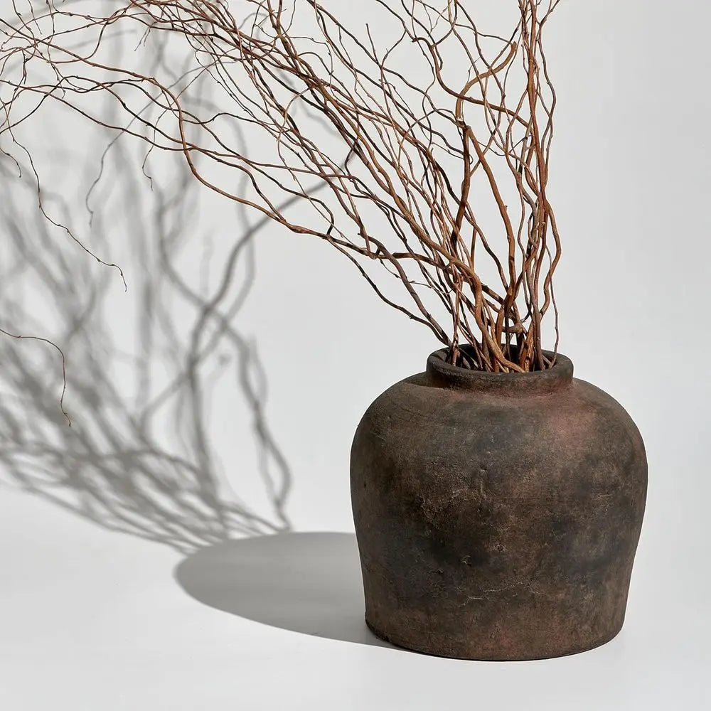 Eleventh-Inch Zen-Inspired Brown Ceramic Vase