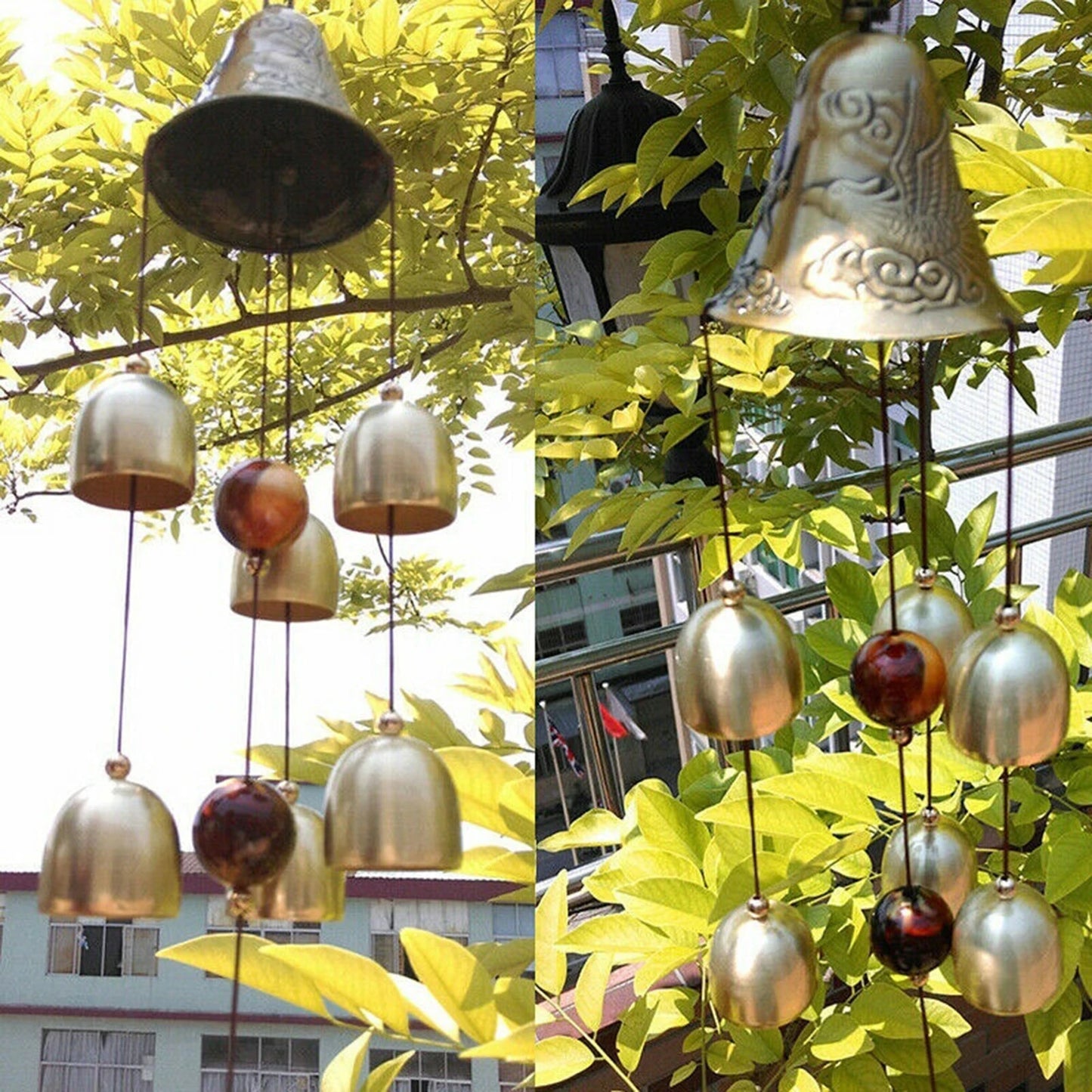 6 Copper Bells Wind Chimes -Metal Hanging Ornament