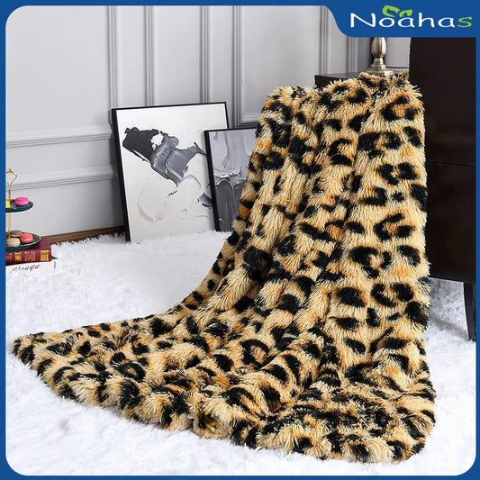 Fluffy Leopard Throw Blanket Plush Cheetah Print Blankets