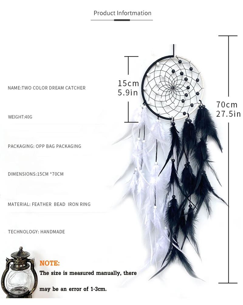 Dream Catcher Handmade Two-color Feather Wind Chimes