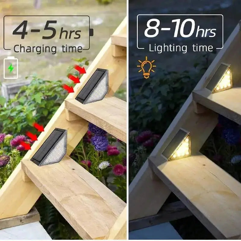 1-4PCS Solar Lights for Outdoors Stair Lamps Warm White LED