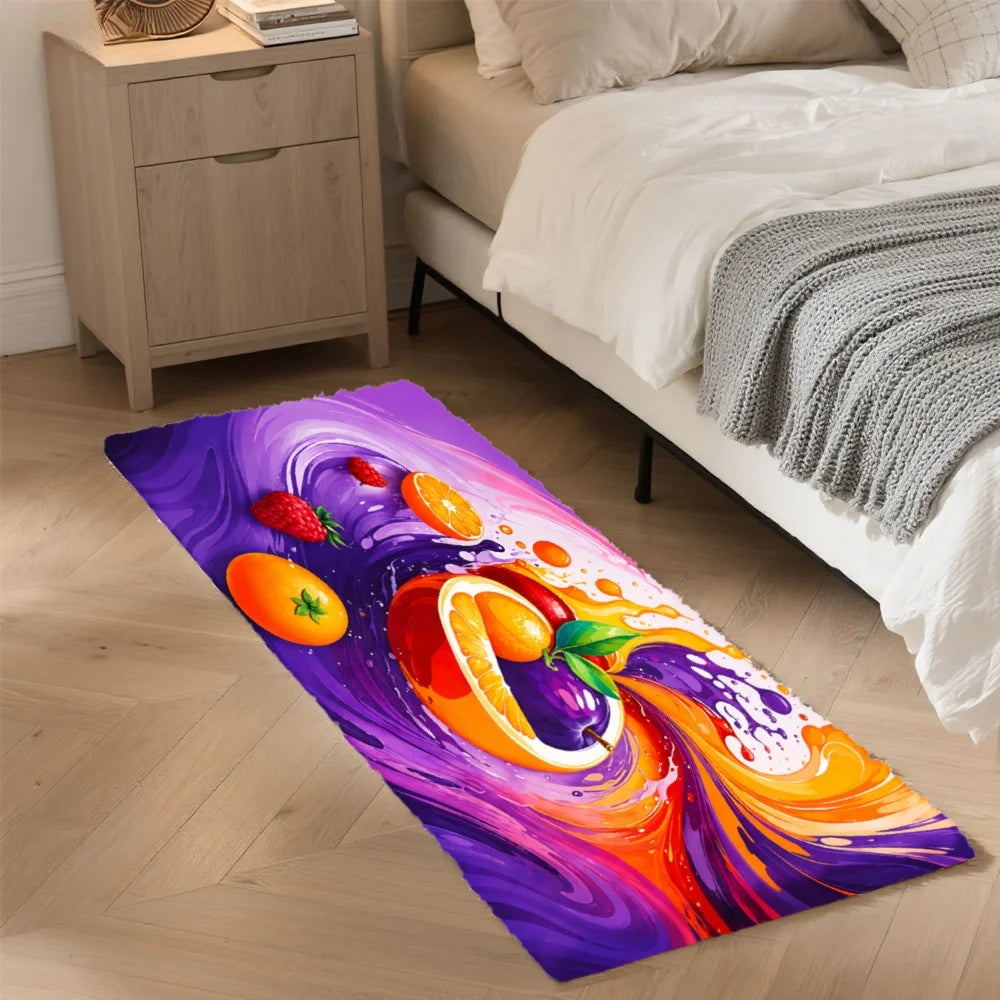 3PCS Mat Set,  Colorful Fruit Swirl Abstract Design