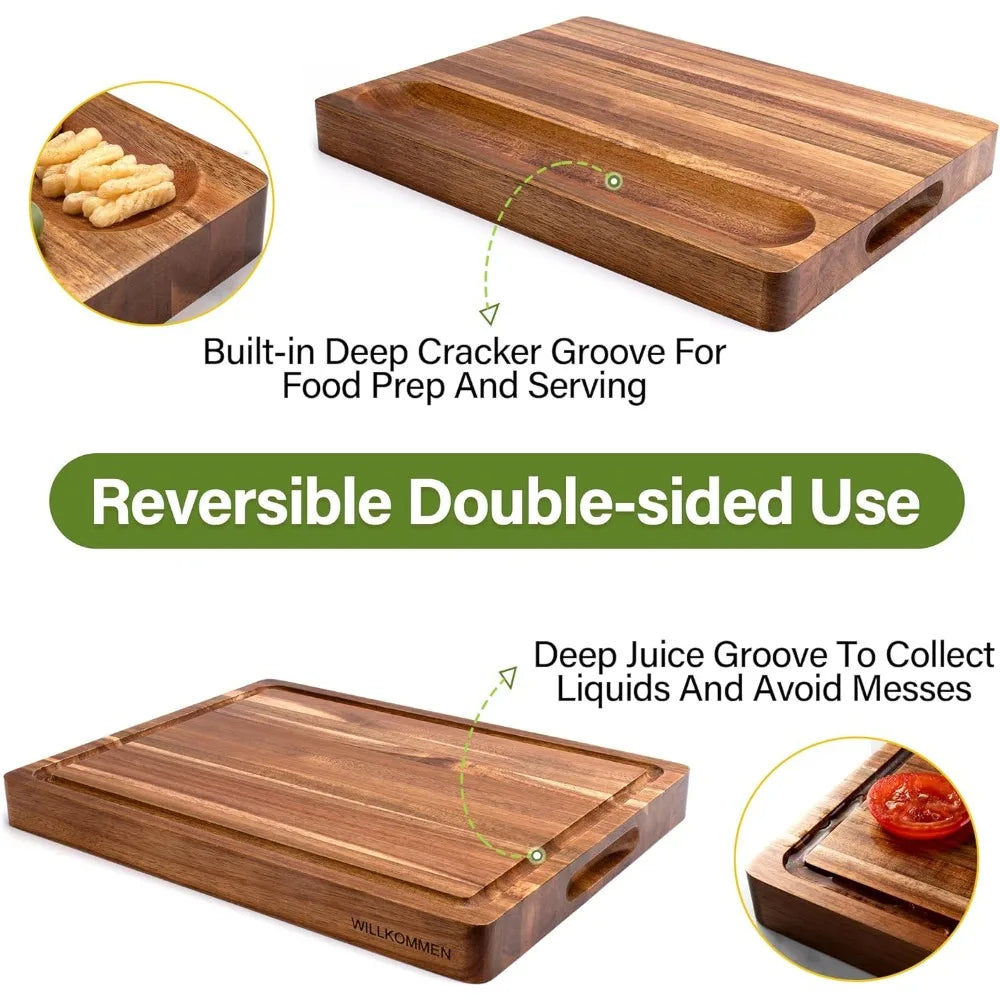 Acacia Wood Cutting Board1.5” Thick  Charcuterie Board, 16x12