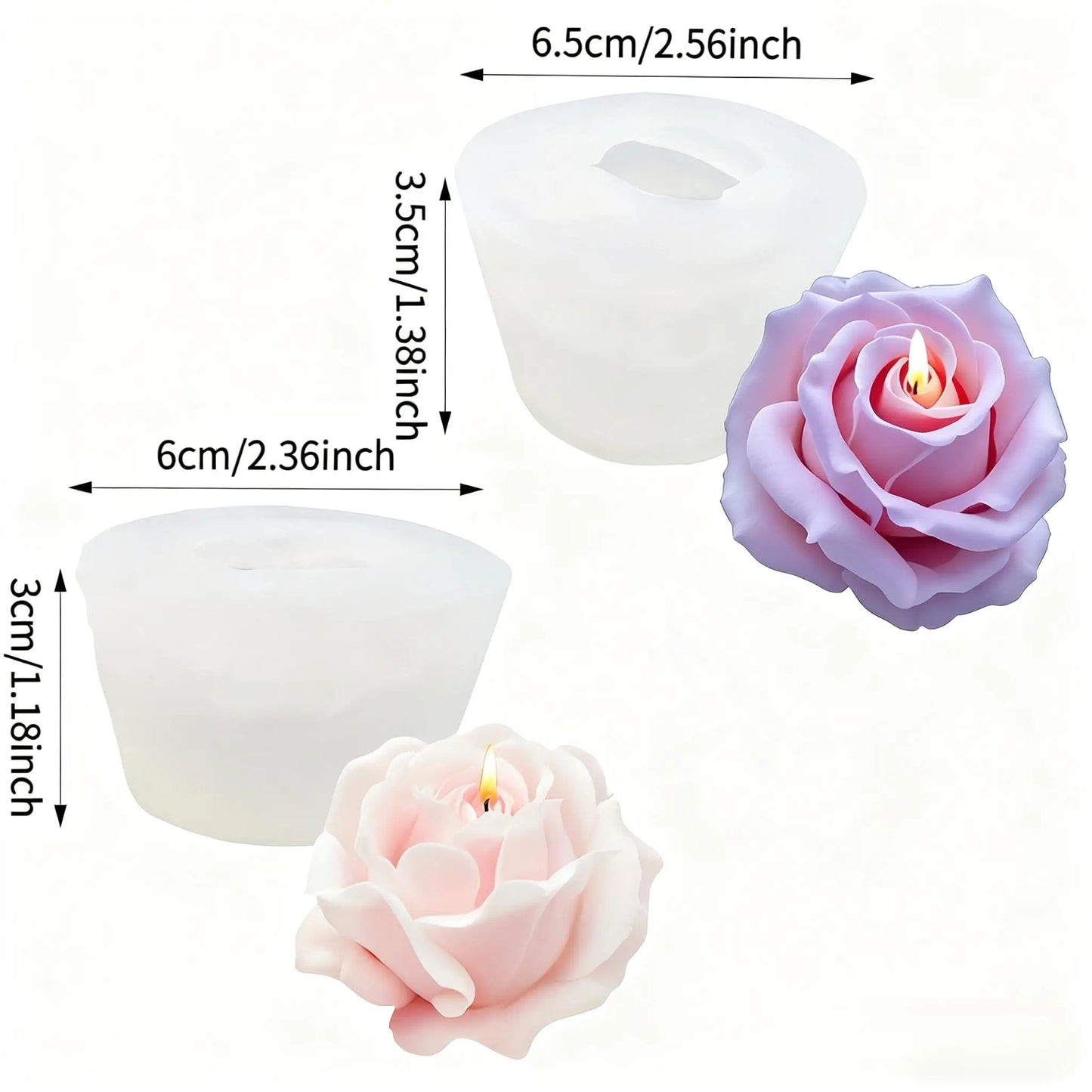 1 Piece 3D Elegant Rose Silicone Mold - Reusable Flexible Mold for Candles, Resin Art, Handmade Soap and Clay Making
