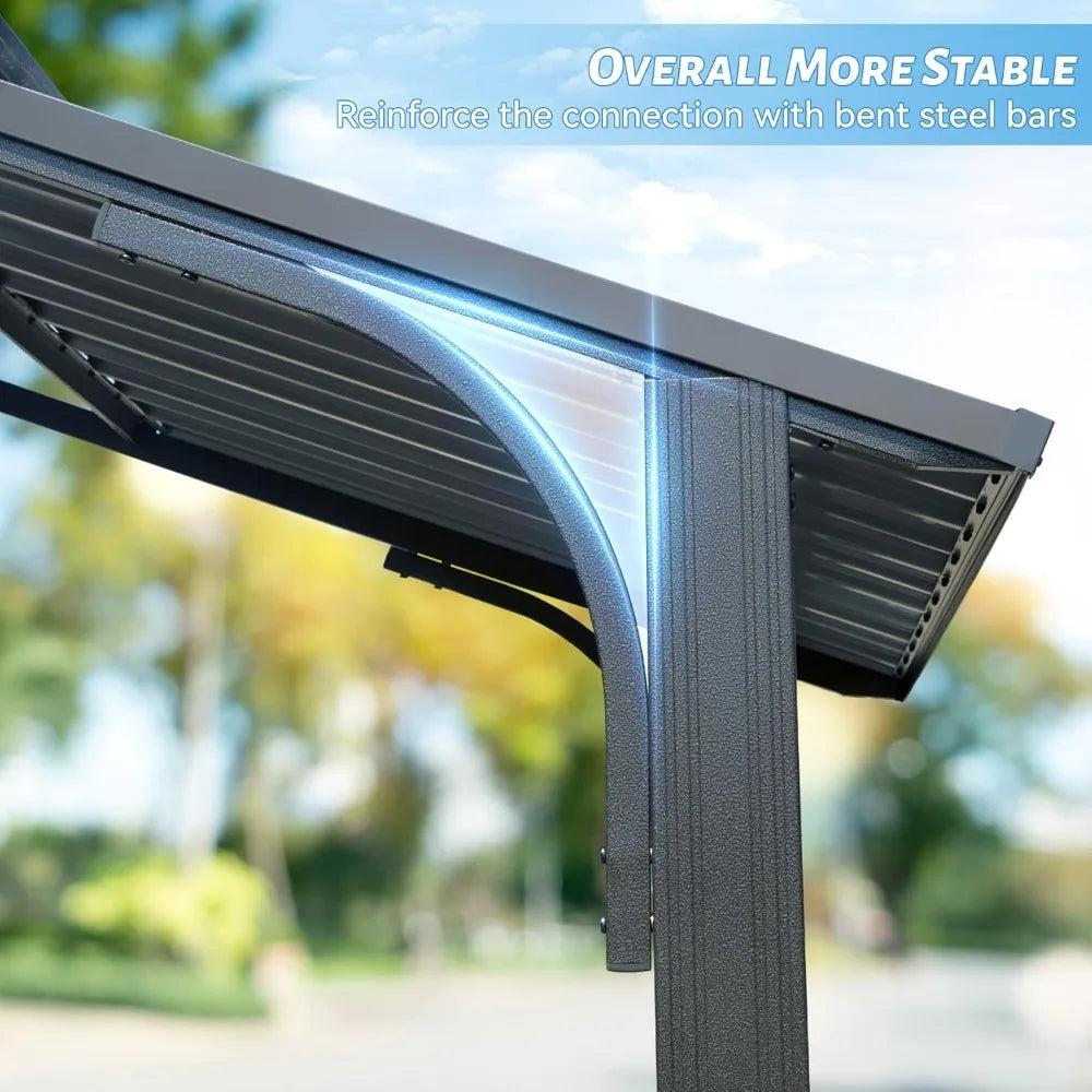 8x5FT Hardtop Grill Gazebo, 2 Side Shelves and Ceiling Hook,