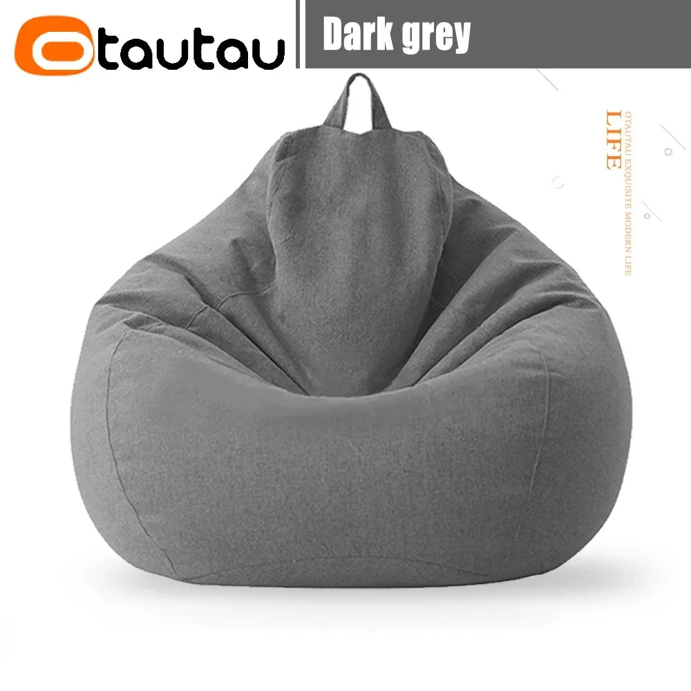 Filled 70cm Bean Bag Sofa with Filler Big Cotton Linen