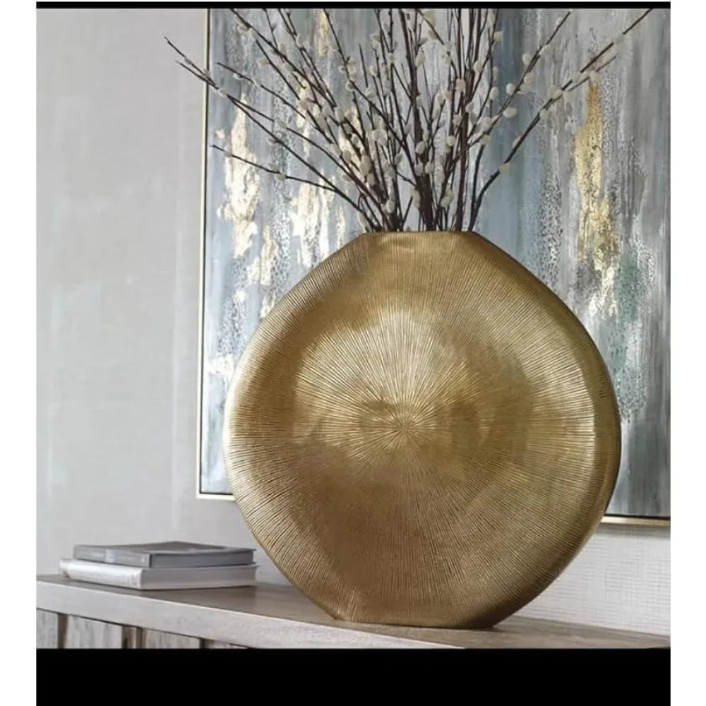 Gold Metal Vase Elegant Decorative Flower Vase