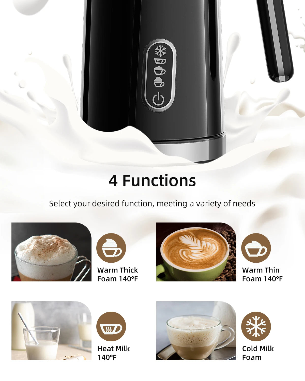 Electric 4 in 1 Automatic Frother Foam Maker,