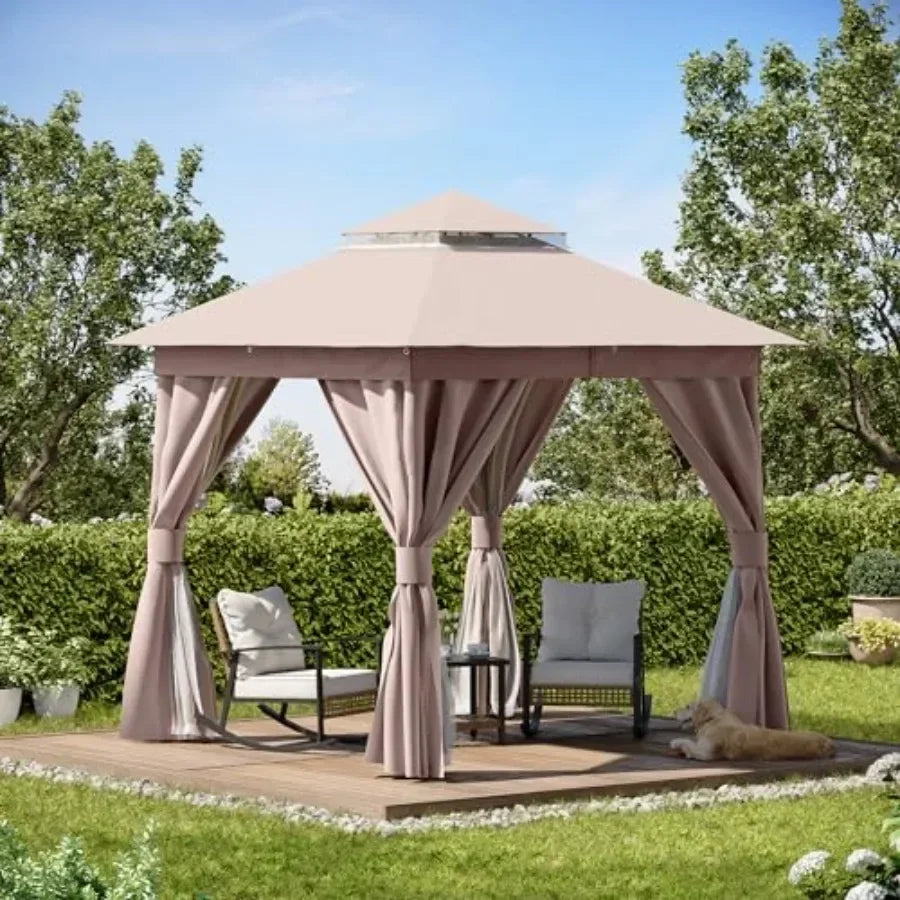 Gazebo Heavy Duty with Double Roofs Mosquito Nettings