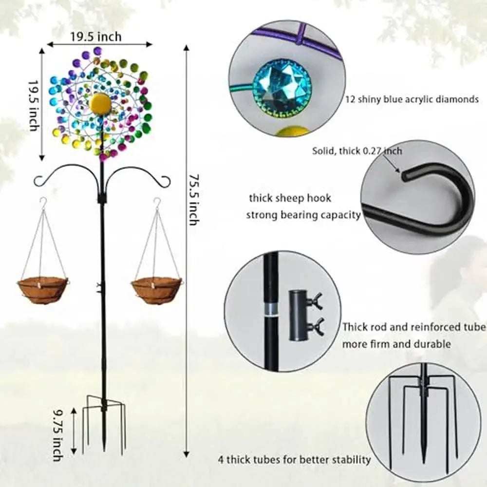 Metal Outdoor Wind Spinner Garden Windmill