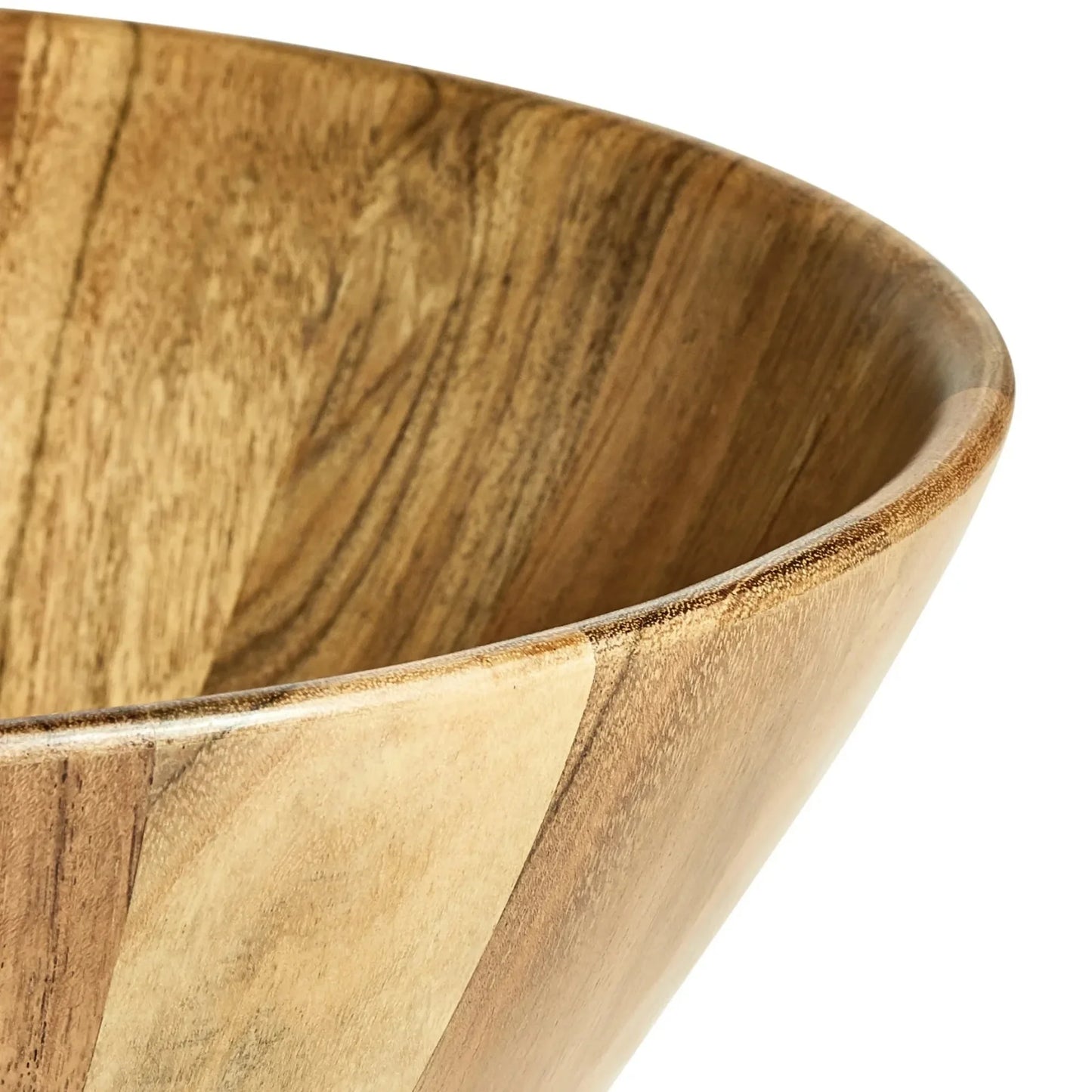 Acacia Wood Large Angled Serving Bowl - Natural Finish