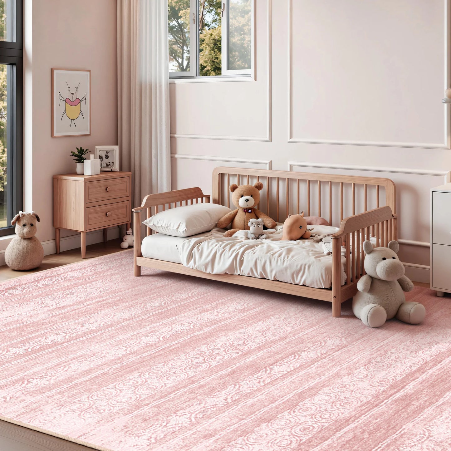 Dusty Pink 8x10 Rugs - Washable Non Slip Rug