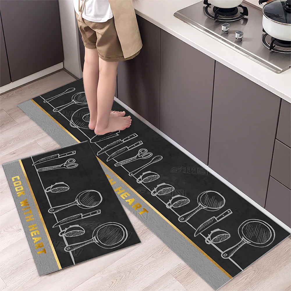 Non-slip Kitchen Mat Long Rugs Crystal Velvet Carpet