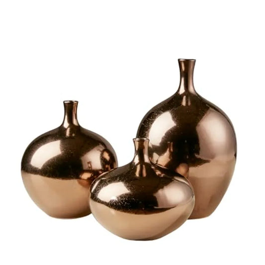 Ceramic Handmade Vase Set Home Décor - Metallic Accent