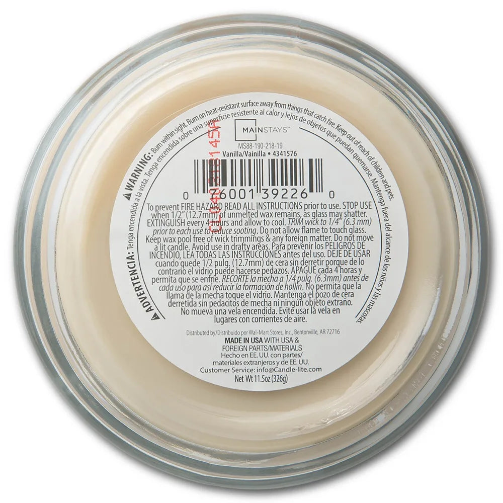 Vanilla Scented Glass Jar Candle 3 Wick 11.5 Ounce 2 Pack