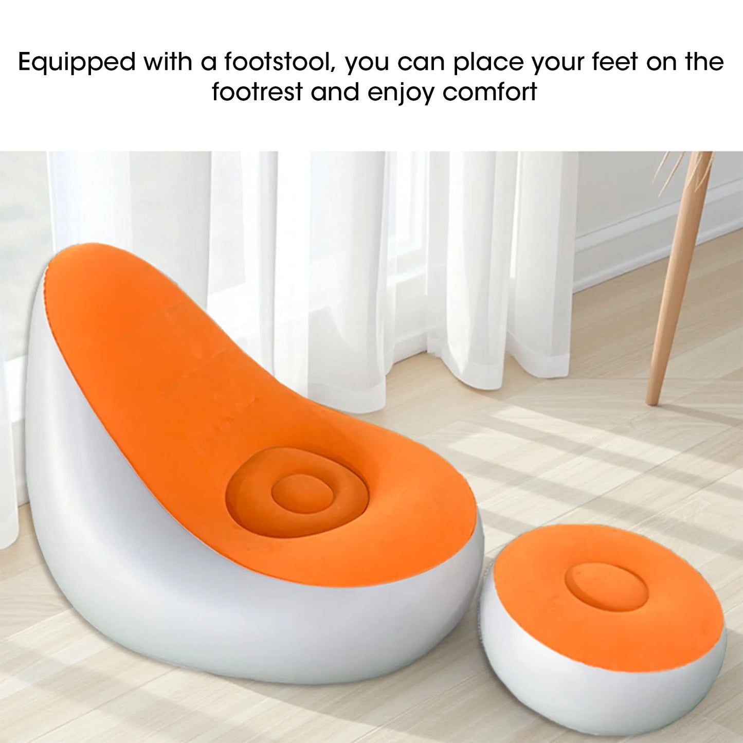 Inflatable Lounge w Footstool - Water Proof Folding Blow Up