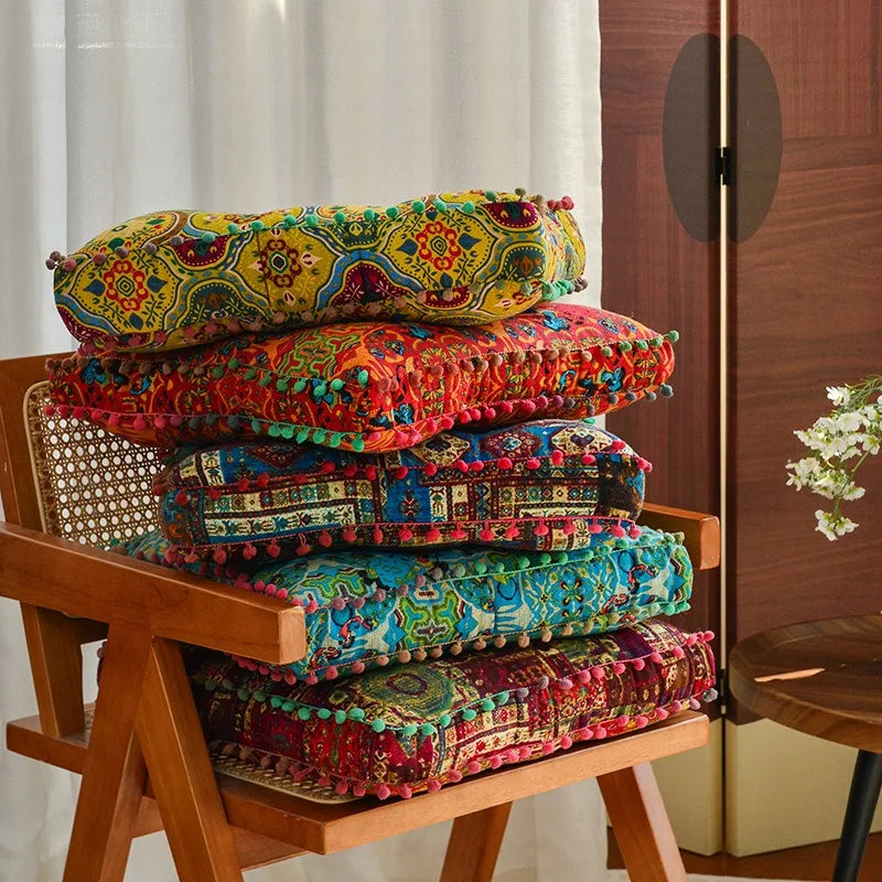Bohemian Floor Cushion, Thick Linen Seat Mat