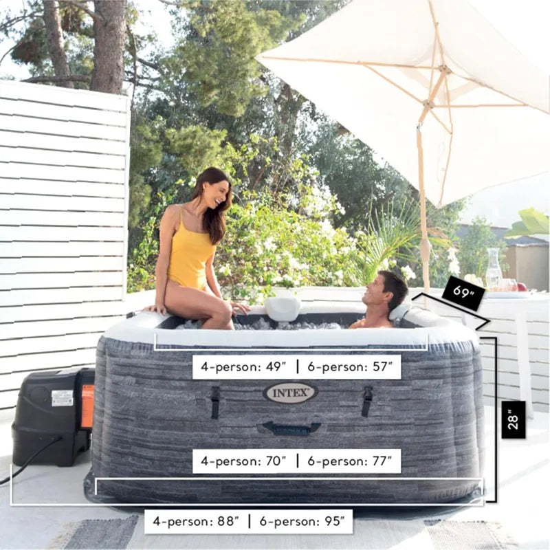 inflatable Square Outdoor Hot Tub Spa, 83" x 28"