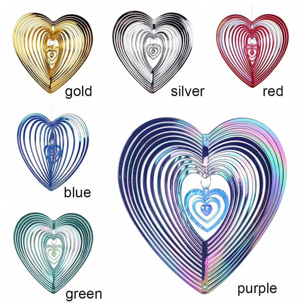 Metal Wind Chime Beating Heart Love Rotating Wind Chime