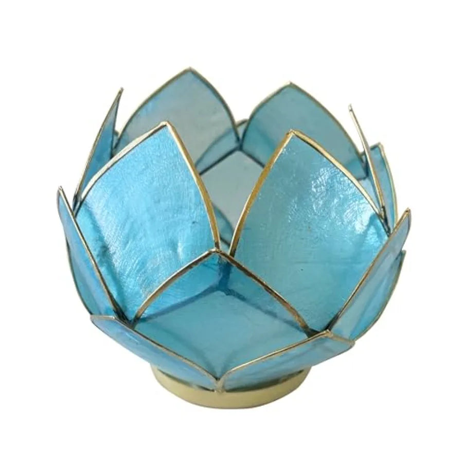 Blooming Lotus Capiz Shell Tealight Candle Holder,
