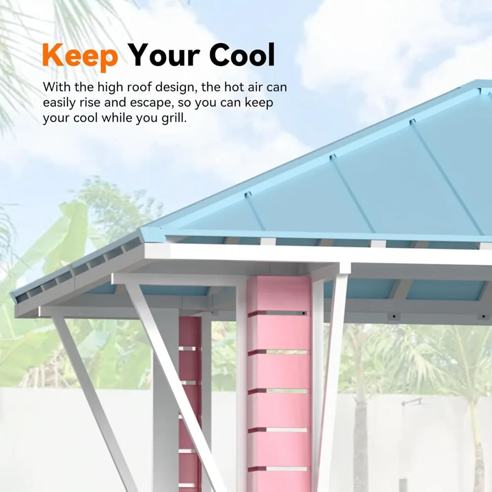 Outdoor Bar, Grill Gazebo with USB Charging Socket and Hooks