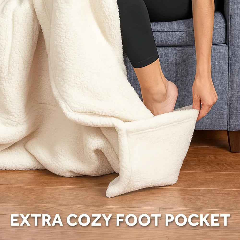 Electric Sherpa Heated Throw Blanket, 50x60 Inch, 4 Heat Settings