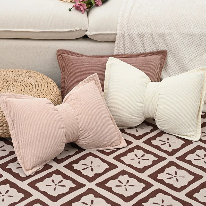 Cute Bow Pillow Soft Plush Cushion Cover