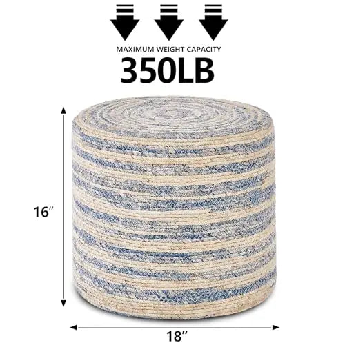 18'' Ottoman Pouf, Natural Braided Poof,