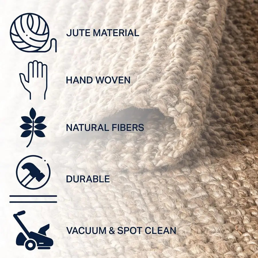 Hand Woven Chunky Jute Indoor Area Rug, 3x5