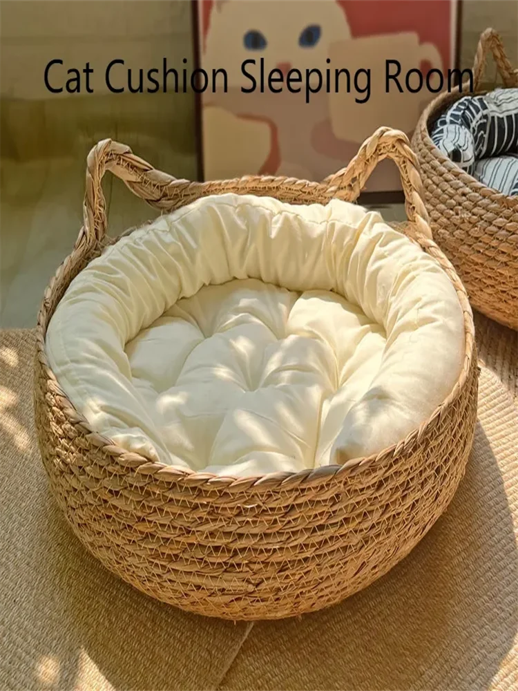 Pure hand-woven rattan nest  pad removable washable
