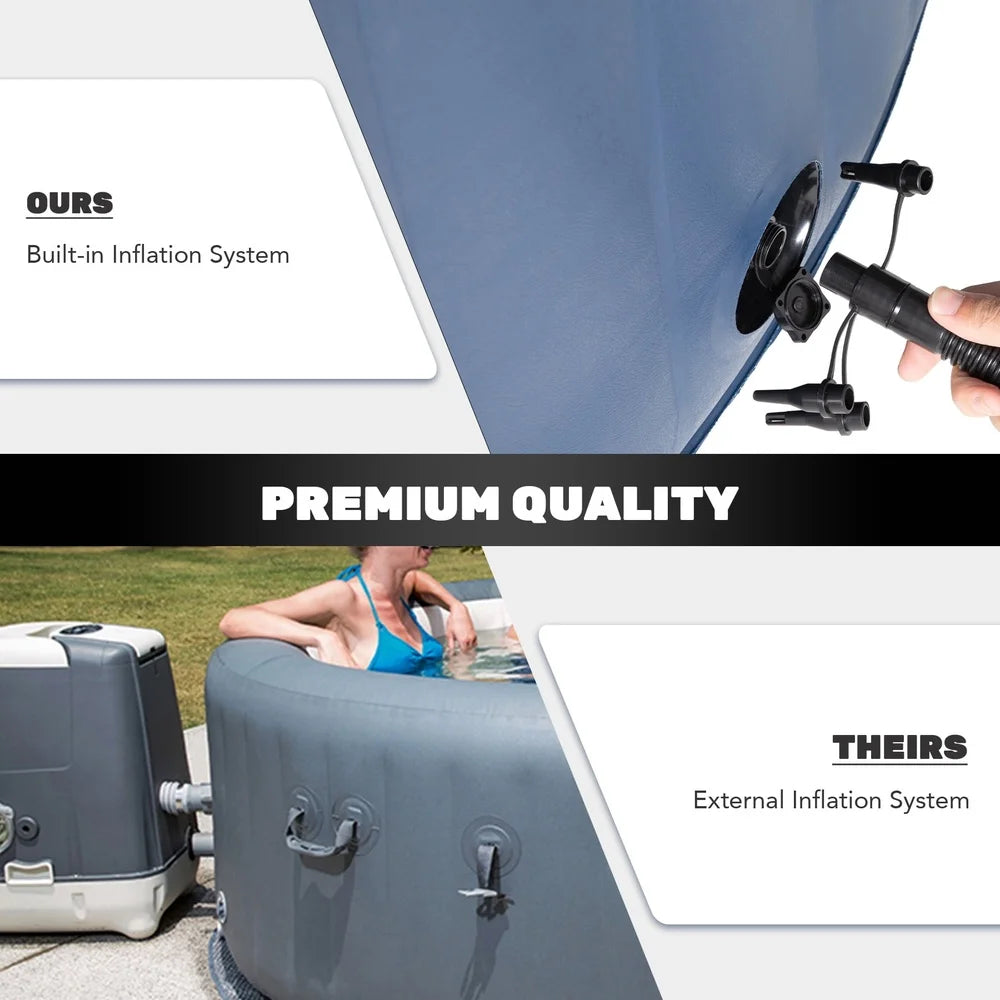 Inflatable Hot Tub 2-4 Adults with 120 Jets PVC Heated