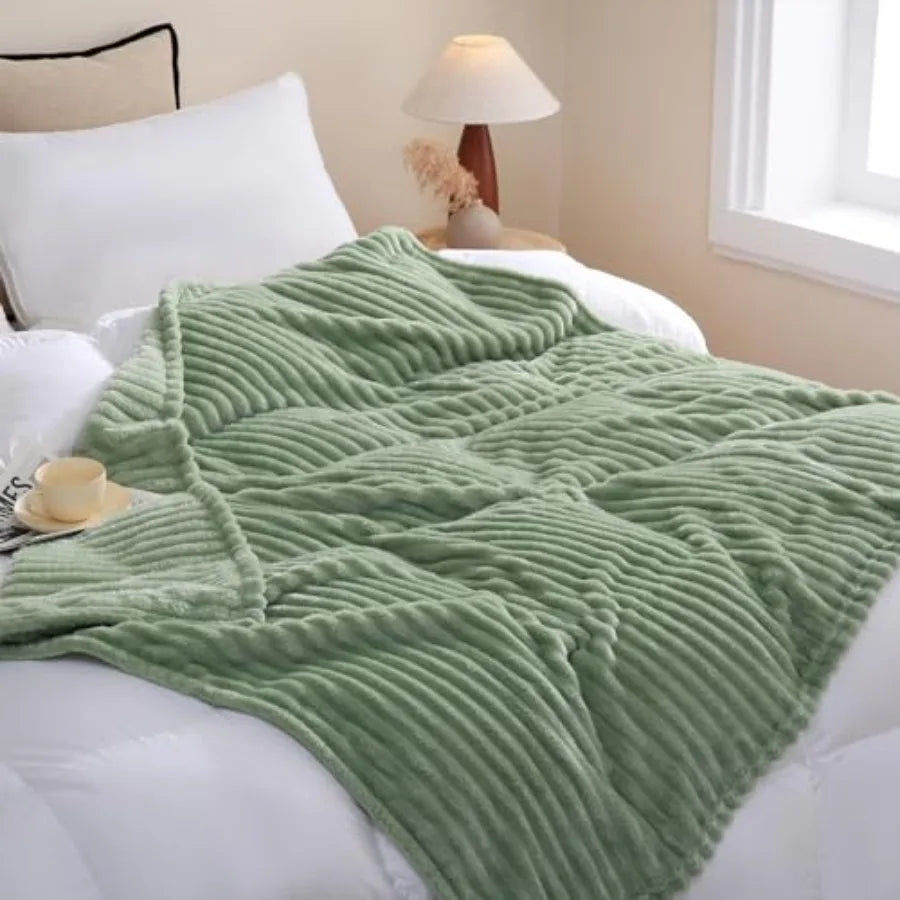 Sage Green Fleece Throw Blanket 50"×60Super Soft Cozy Plush Microfiber