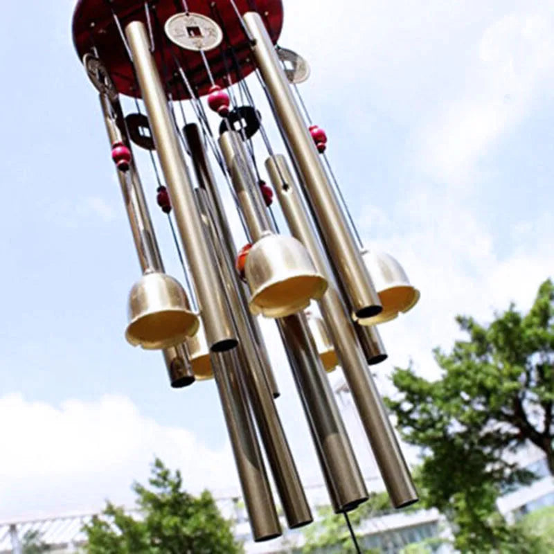 Large Wind Chime Tubes Bells Wood + Metal