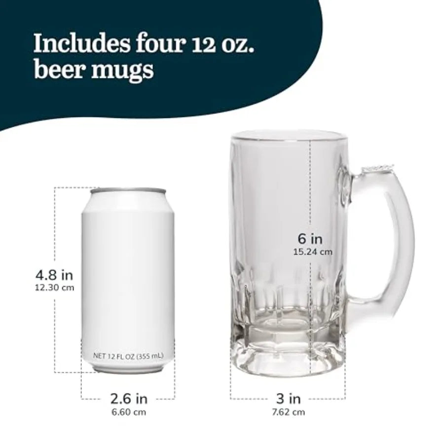 Glass Beer Mug Set, Beer Glasses Set Of 4