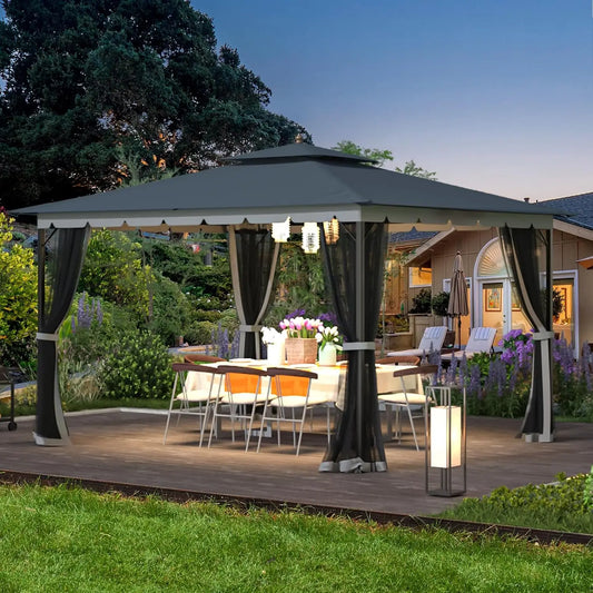 10x12 Gazebo, Metal Outdoor Patio Gazebo[Heavy Duty Frame]